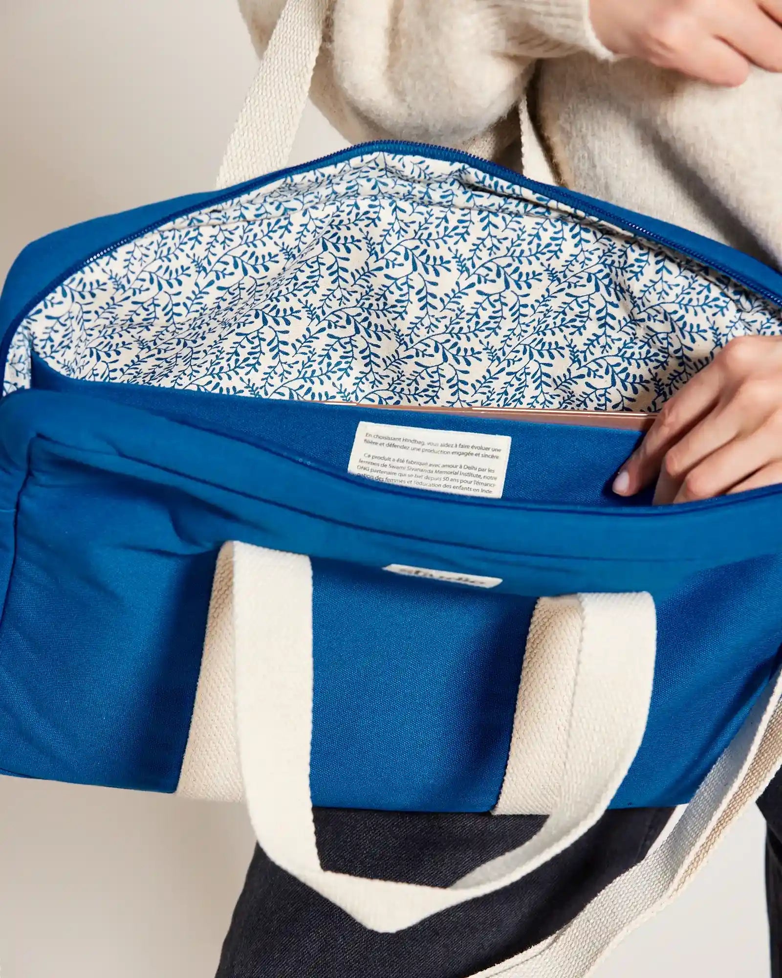 Custom organic cotton laptop bag Hindbag Luis - 8