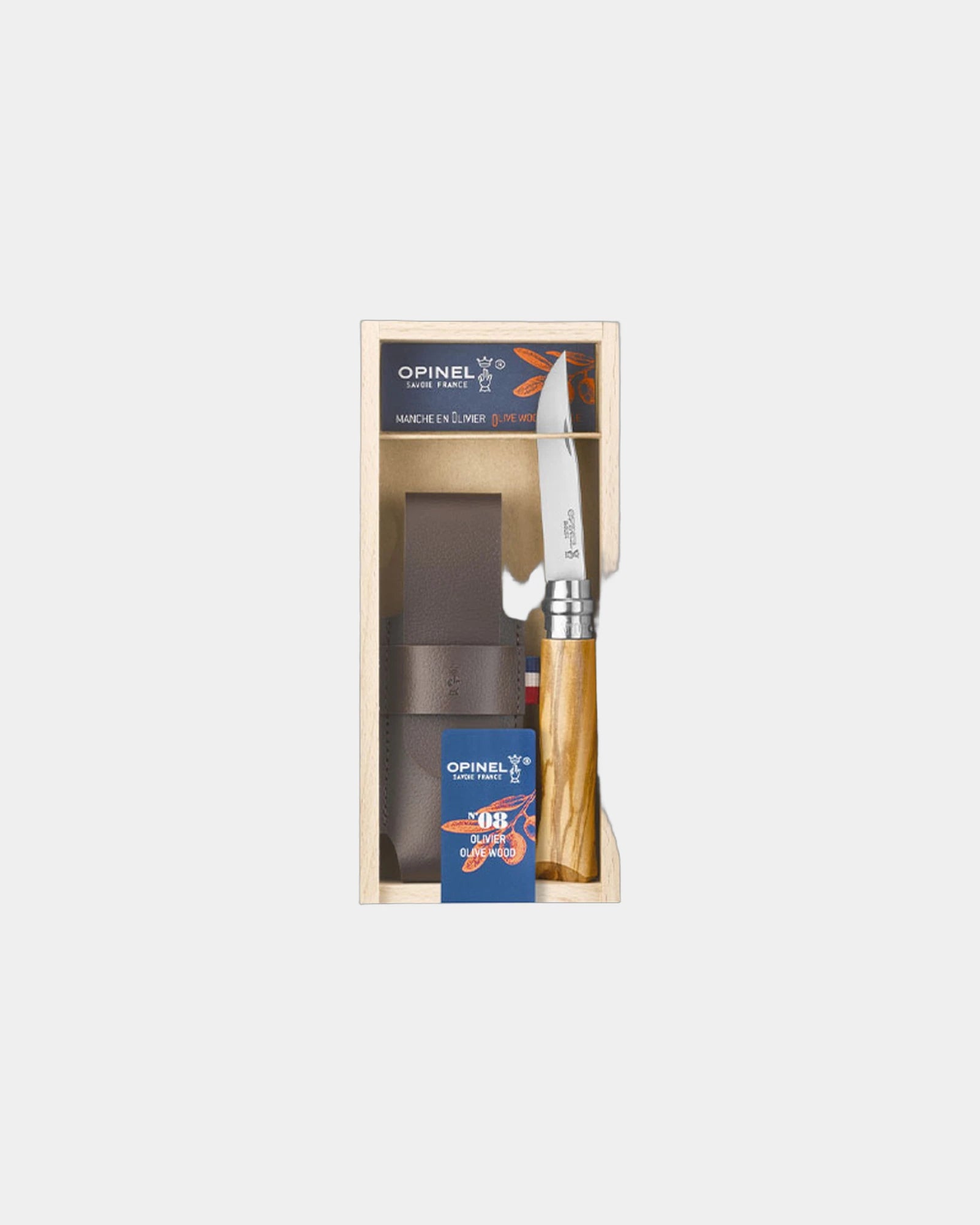Custom stainless steel knife Opinel N°08 Olivier - Beige