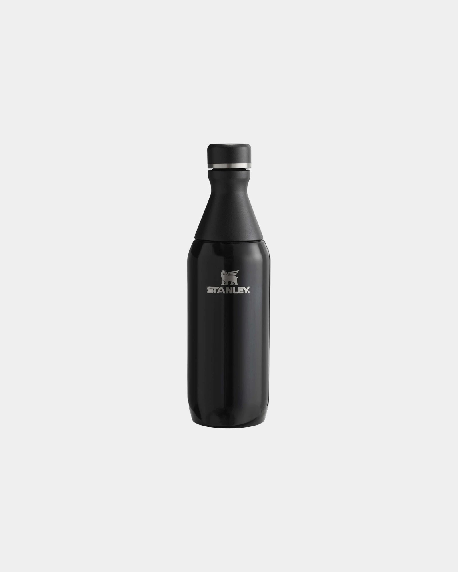 Custom recycled stainless steel water bottle 350ml - Glossy Black