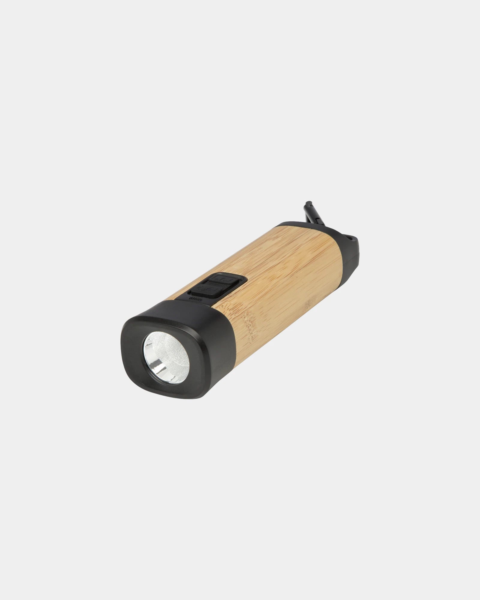 Promotional recycled plastic torch with bamboo carabiner - Natural