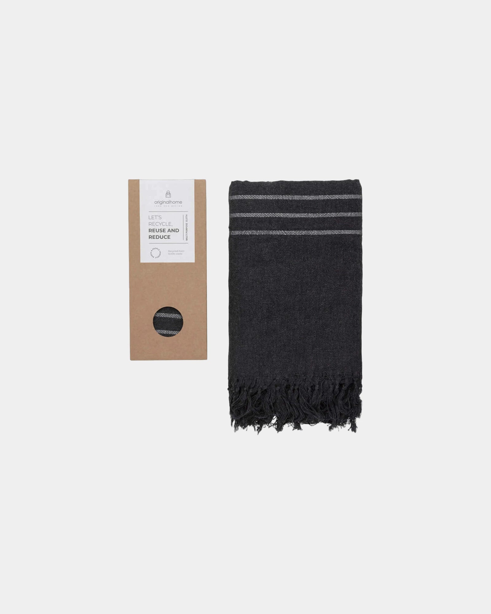 Custom recycled fabric 85 x 175 cm - Black