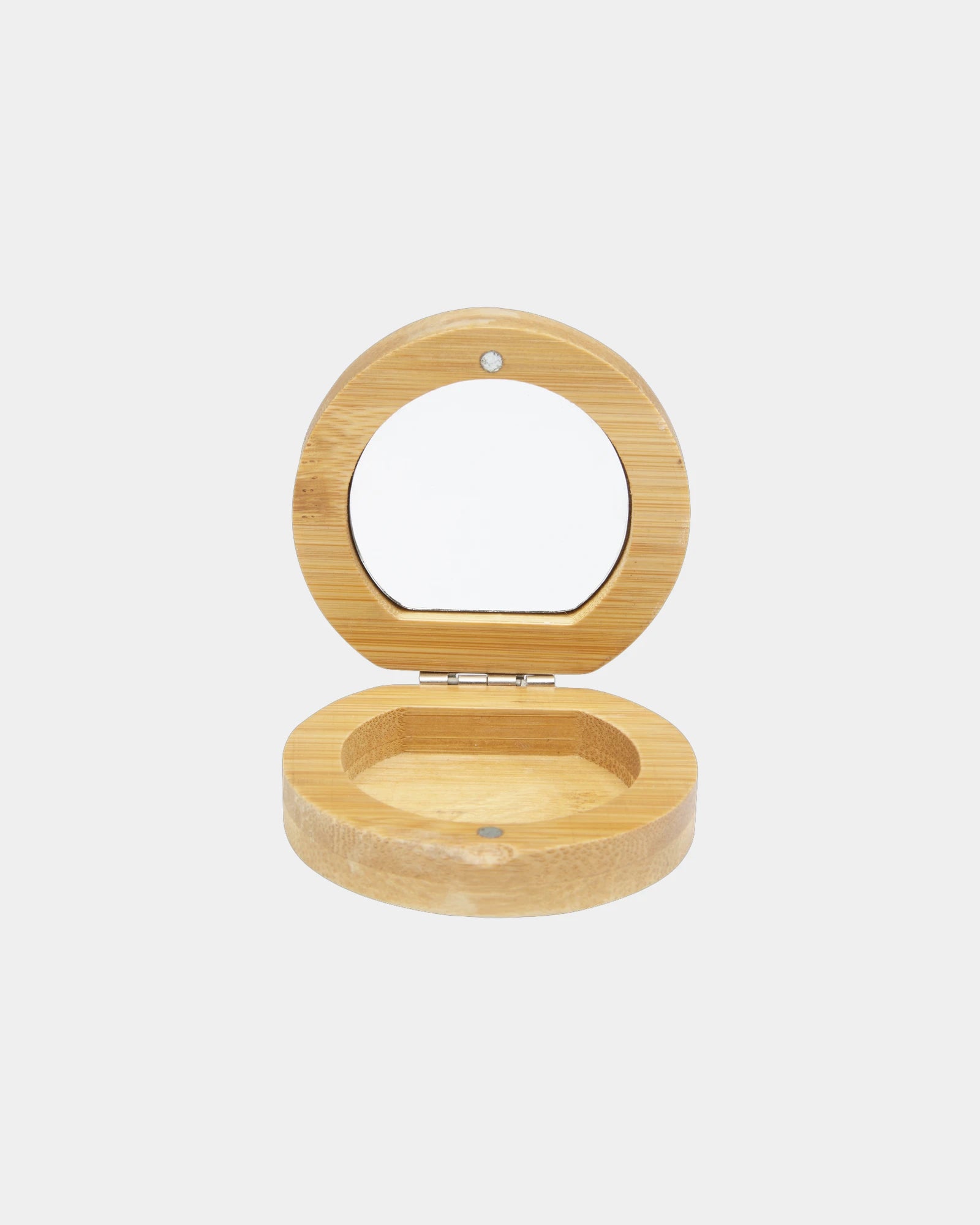 Custom bamboo pocket mirror with storage compartment - 3