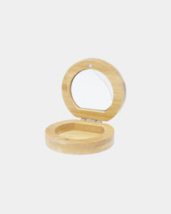 Custom bamboo pocket mirror with storage compartment - Natural