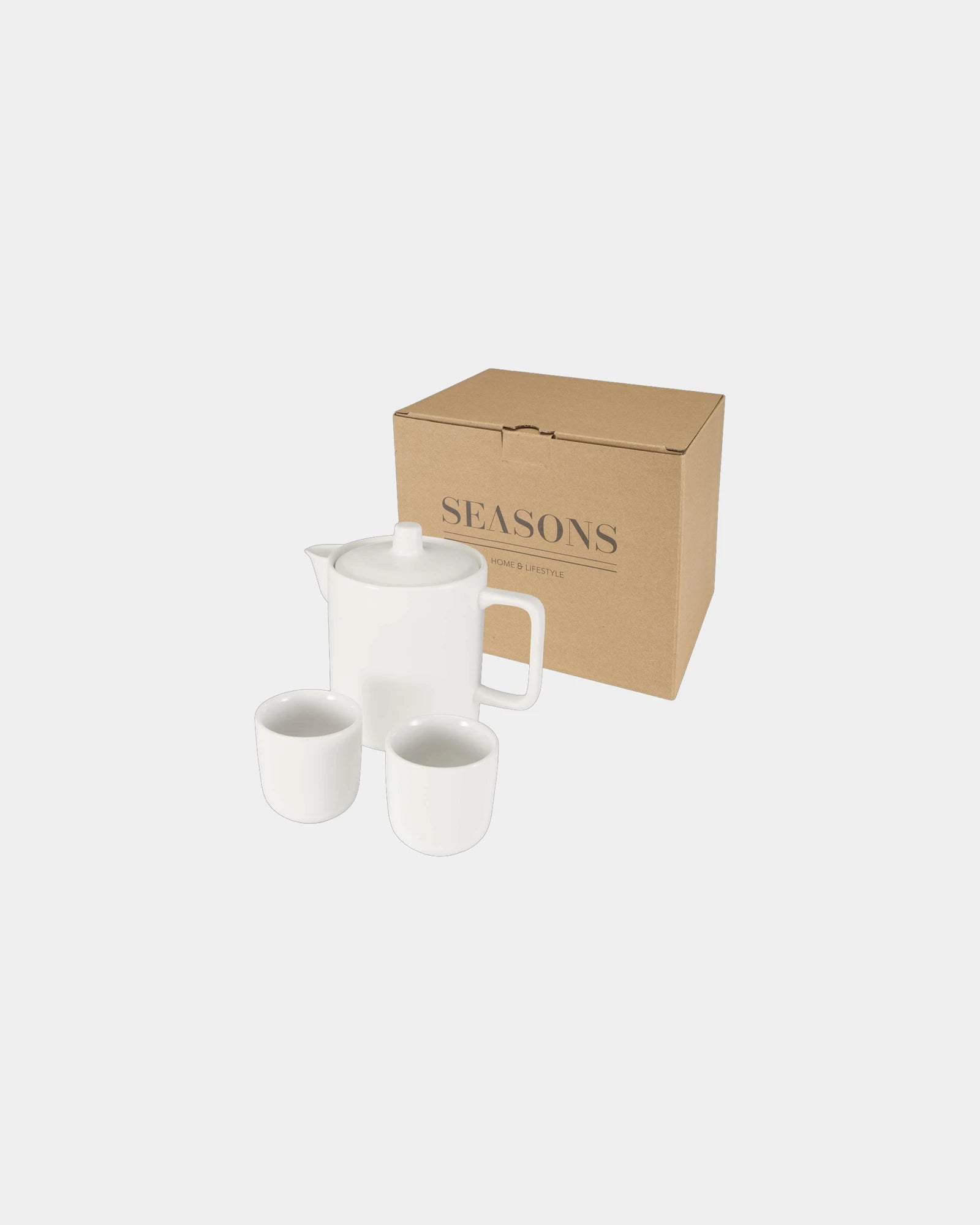 Promotional ceramic tea set with Suki teapot and cups - White