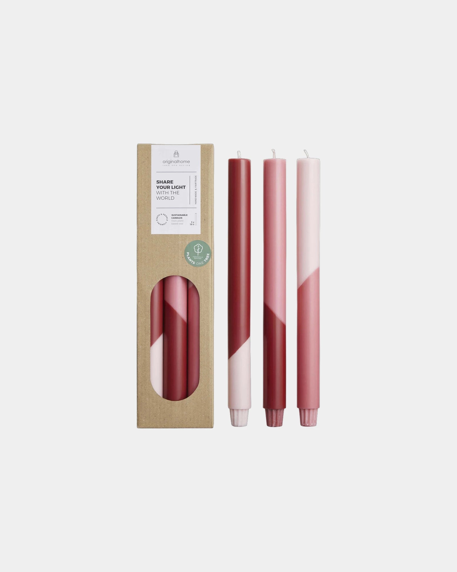 Promotional eco-friendly diagonal striped candles - Red