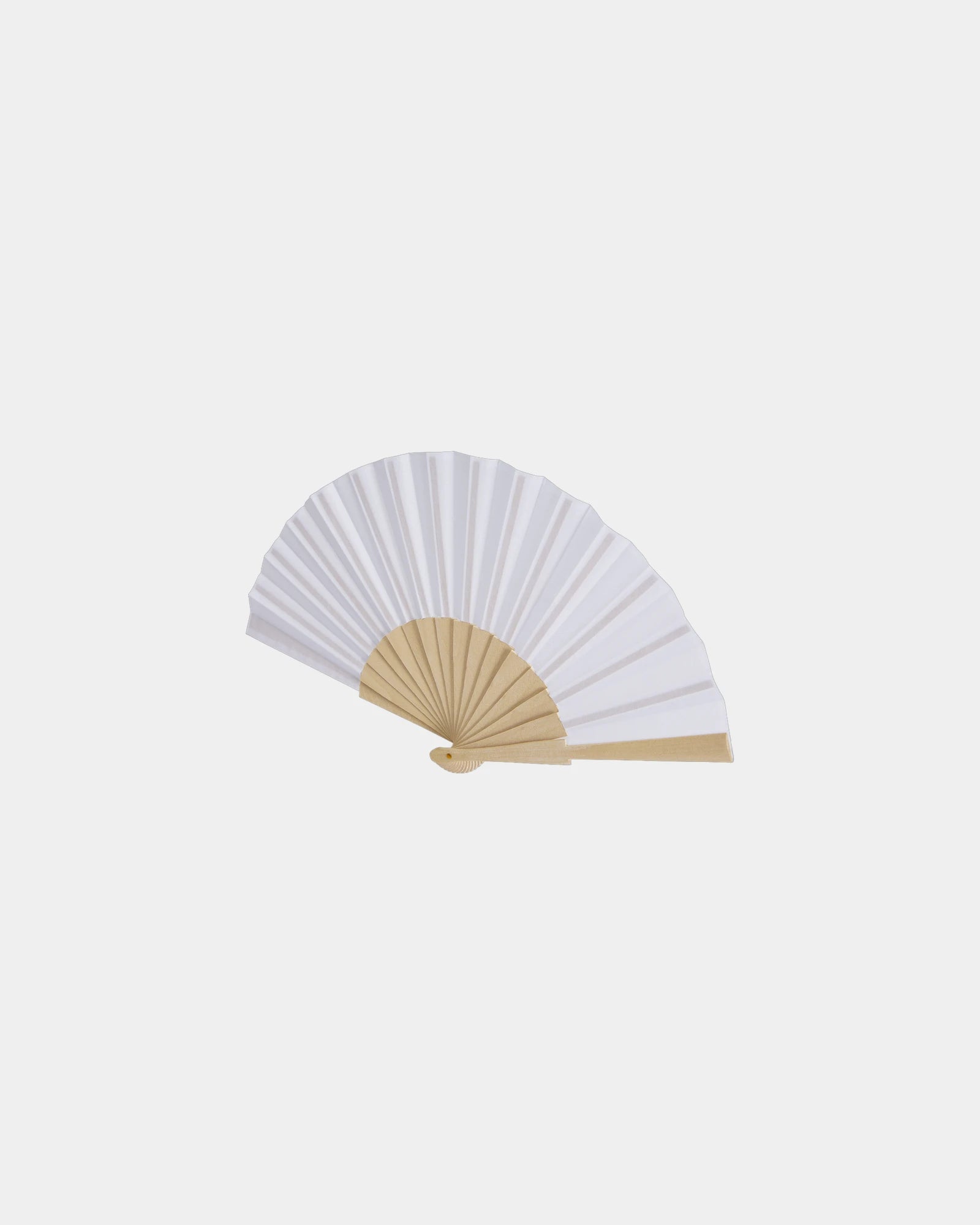 Custom wood and polyester hand fan Manuela 23 cm - White