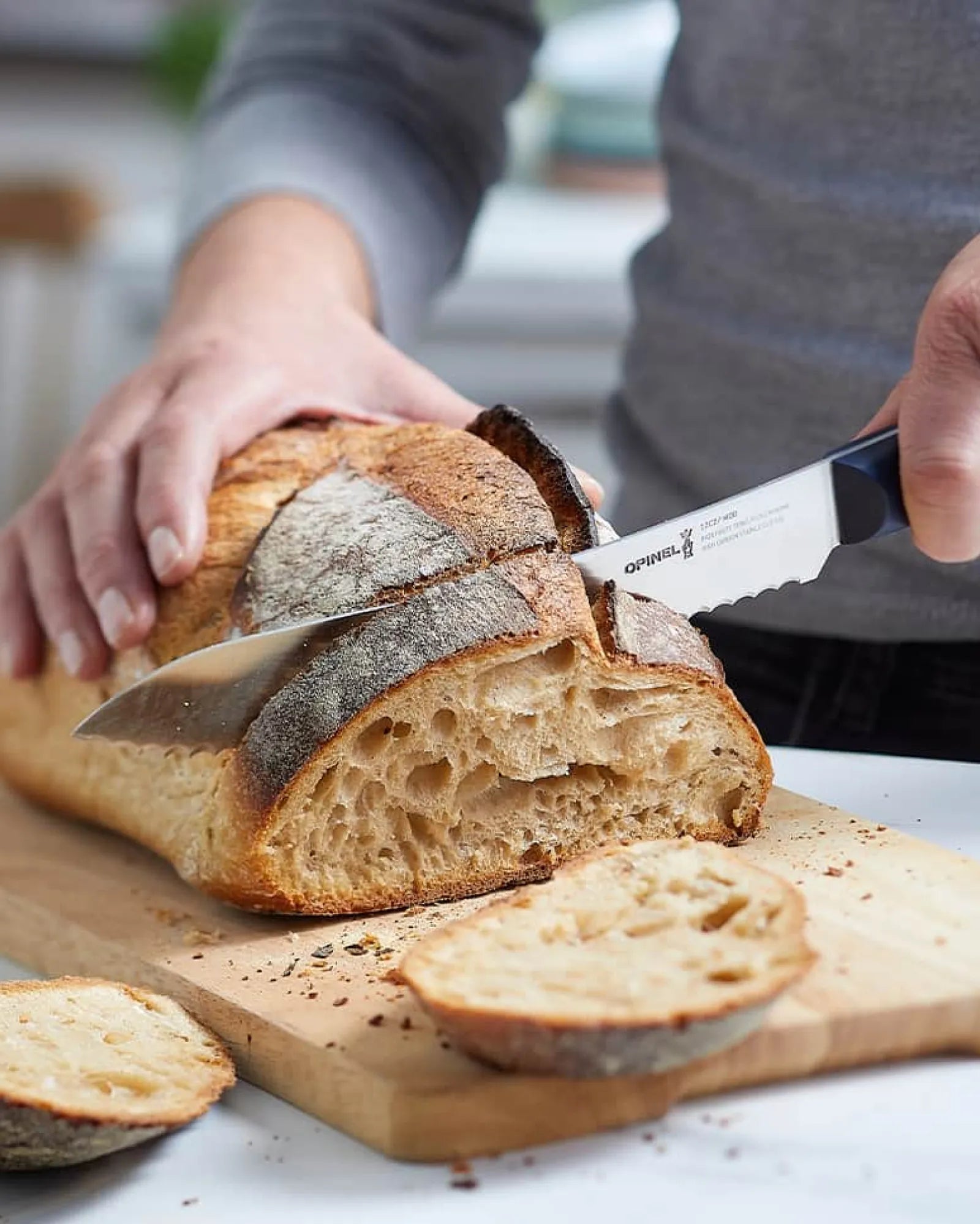 Custom stainless steel Opinel N°216 bread knife - 3