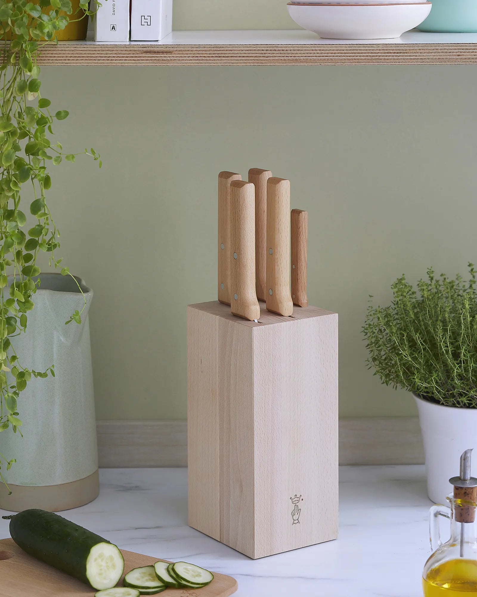 Custom beechwood knife block Opinel - 4