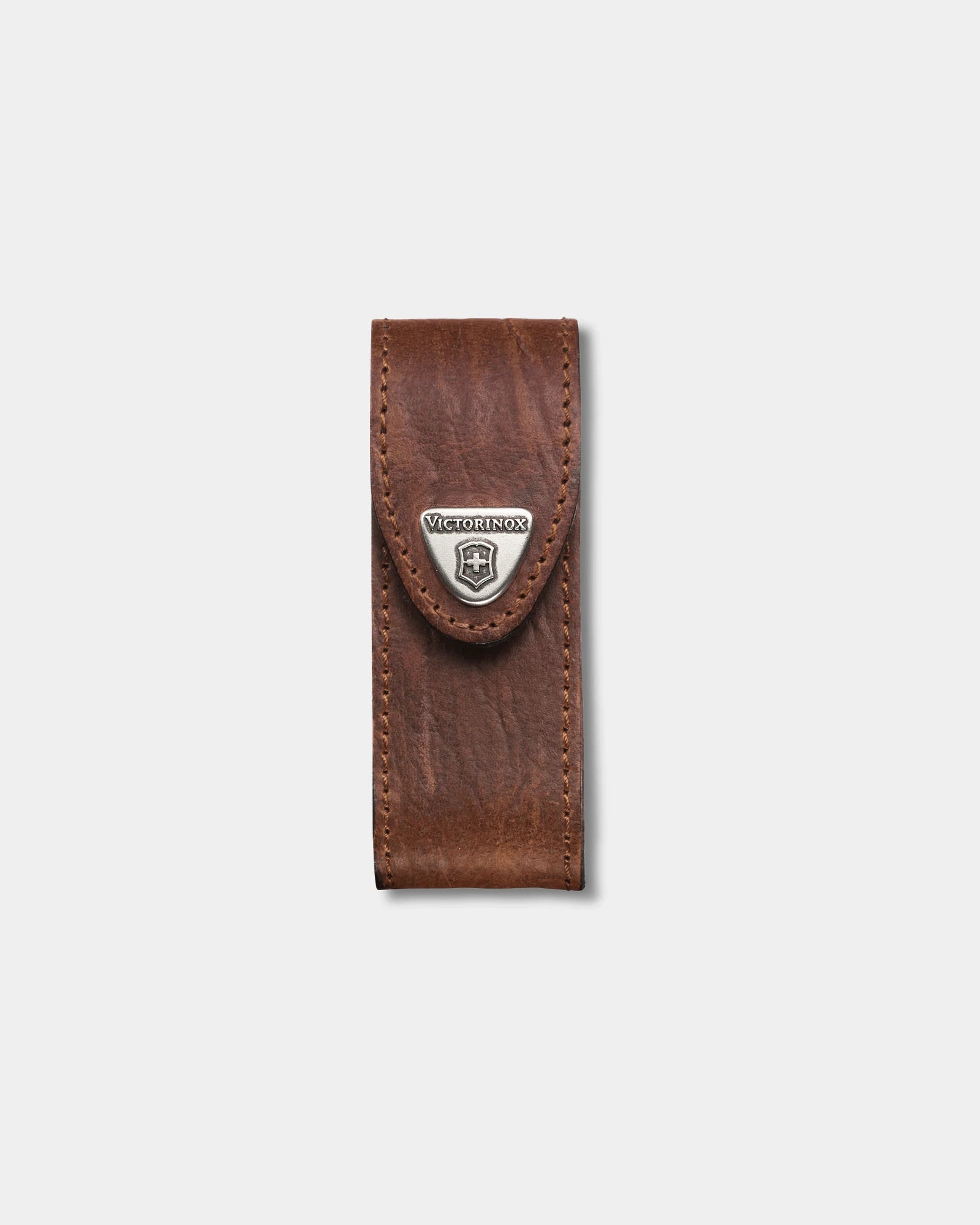 Custom leather belt pouch Victorinox - Brun