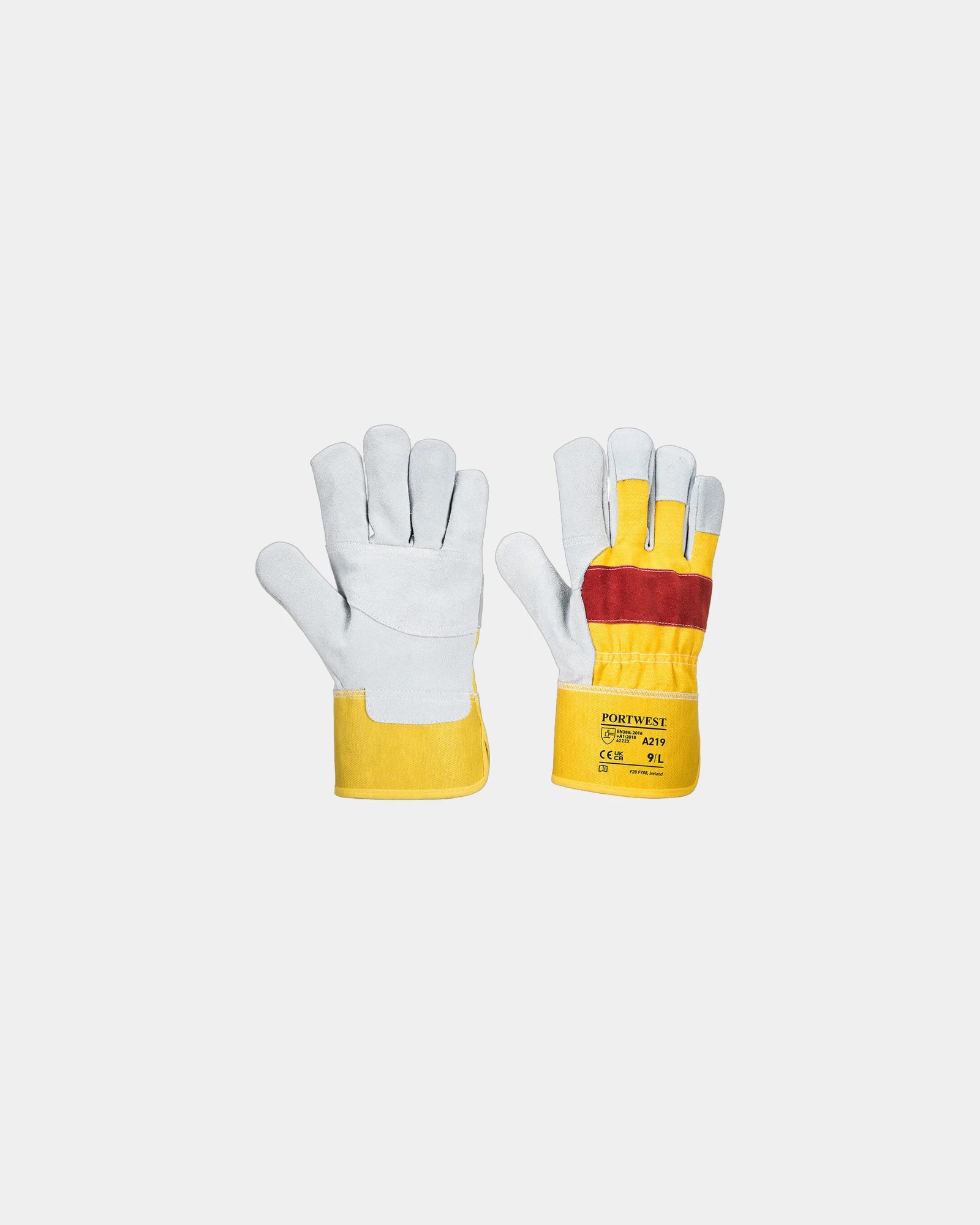 Promotional leather rigger gloves - Yellow-Red