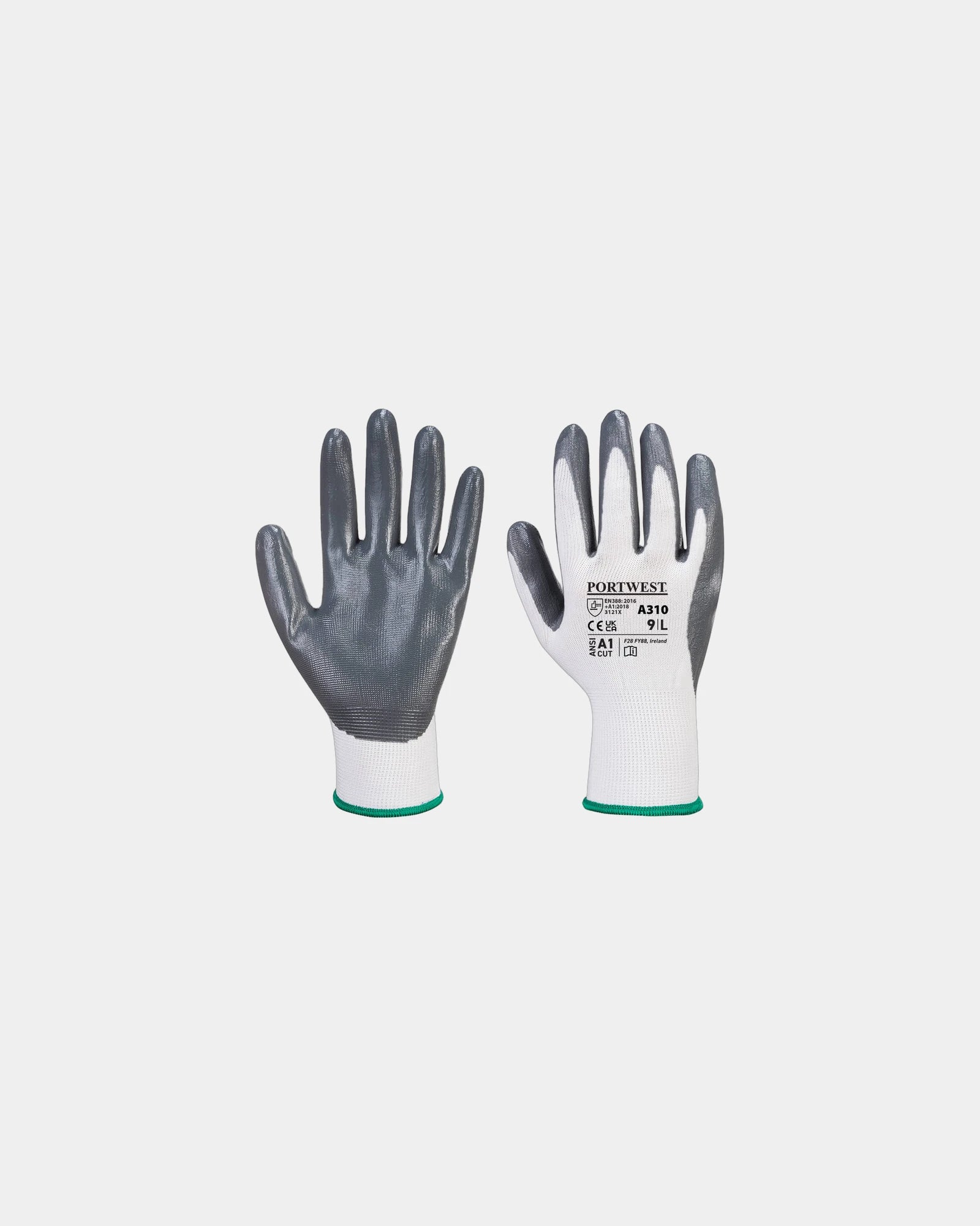 Promotional nylon Flexo Grip gloves pack of 12 - Grey