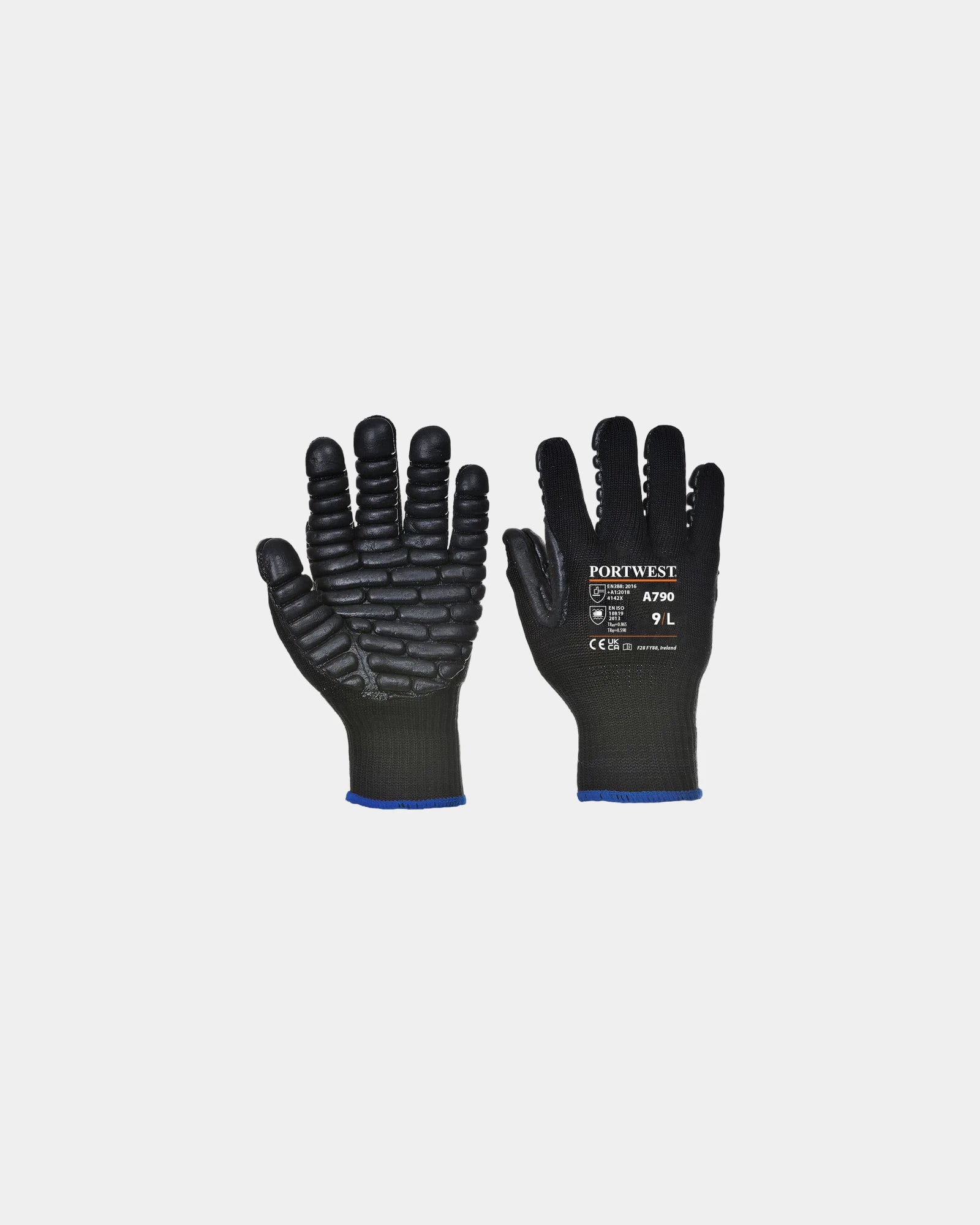 Promotional anti-vibration gloves pack of 10 - Black-Sky Blue