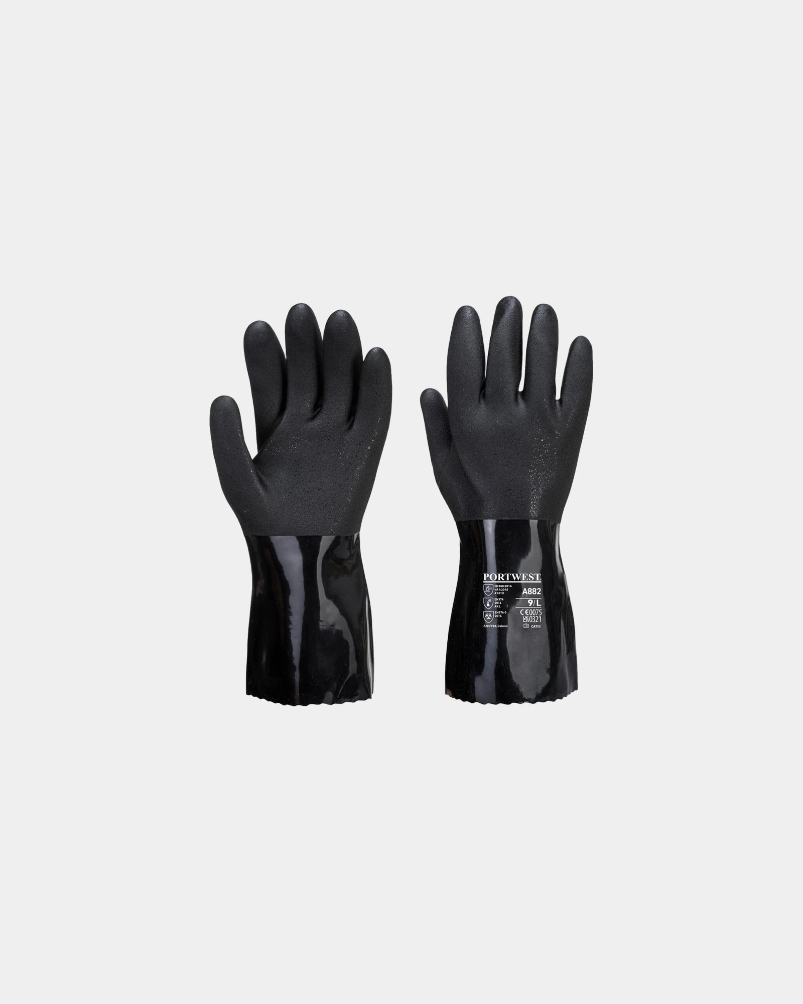 Promotional PVC ESD gloves for chemical handling - Black-Sky Blue