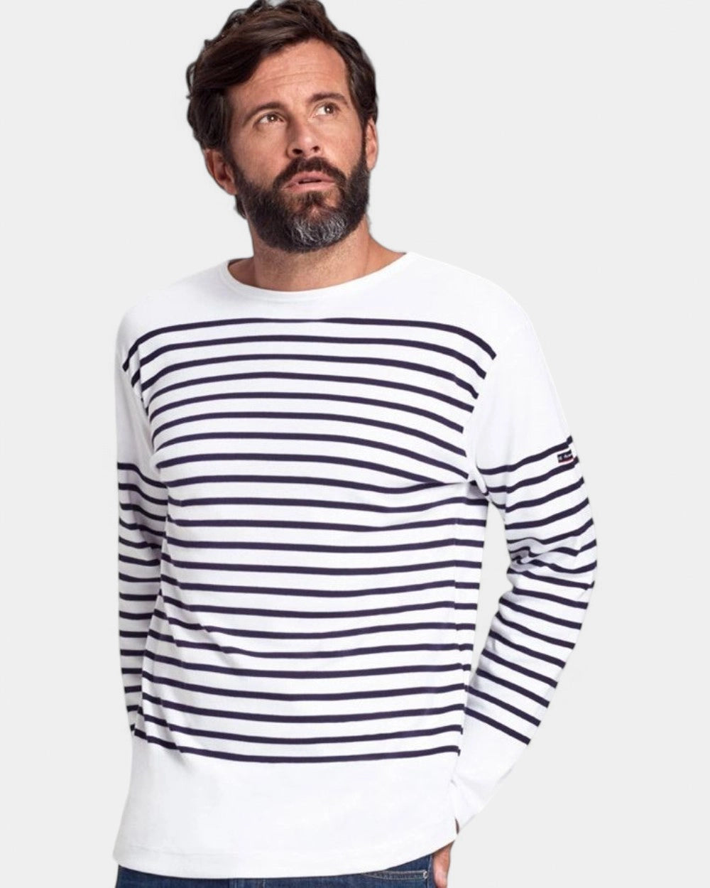 Long Sleeve Striped Boat Neck Shirt to Personalize