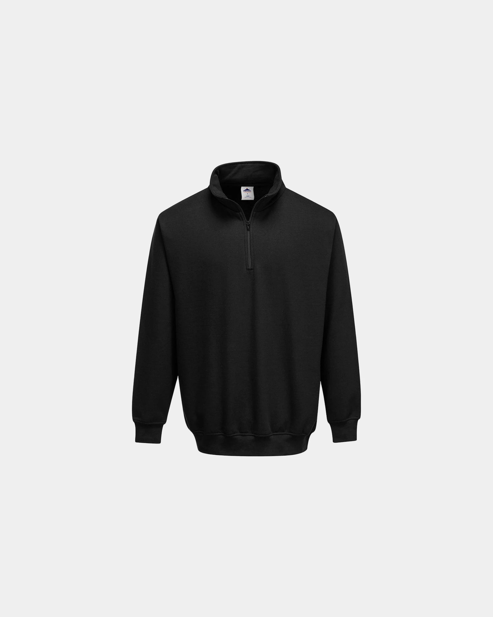 Custom zip collar sweatshirt Sorrento - Black-Sky Blue