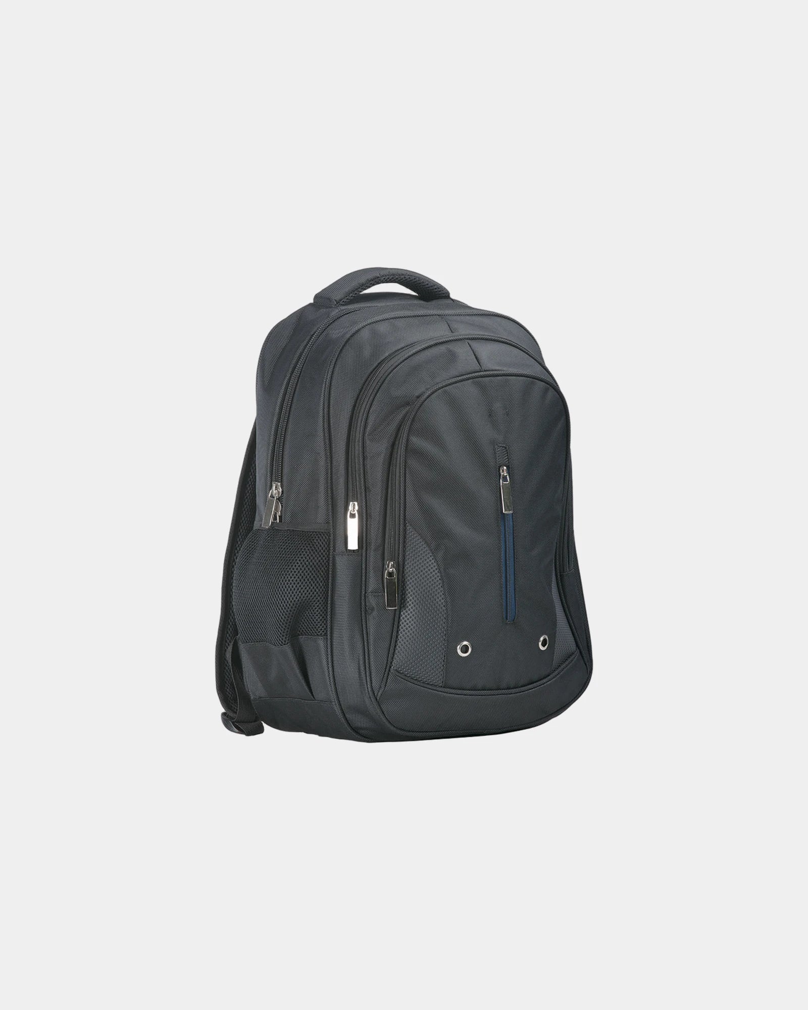 Promotional polyester multi-pocket backpack - Black-Sky Blue