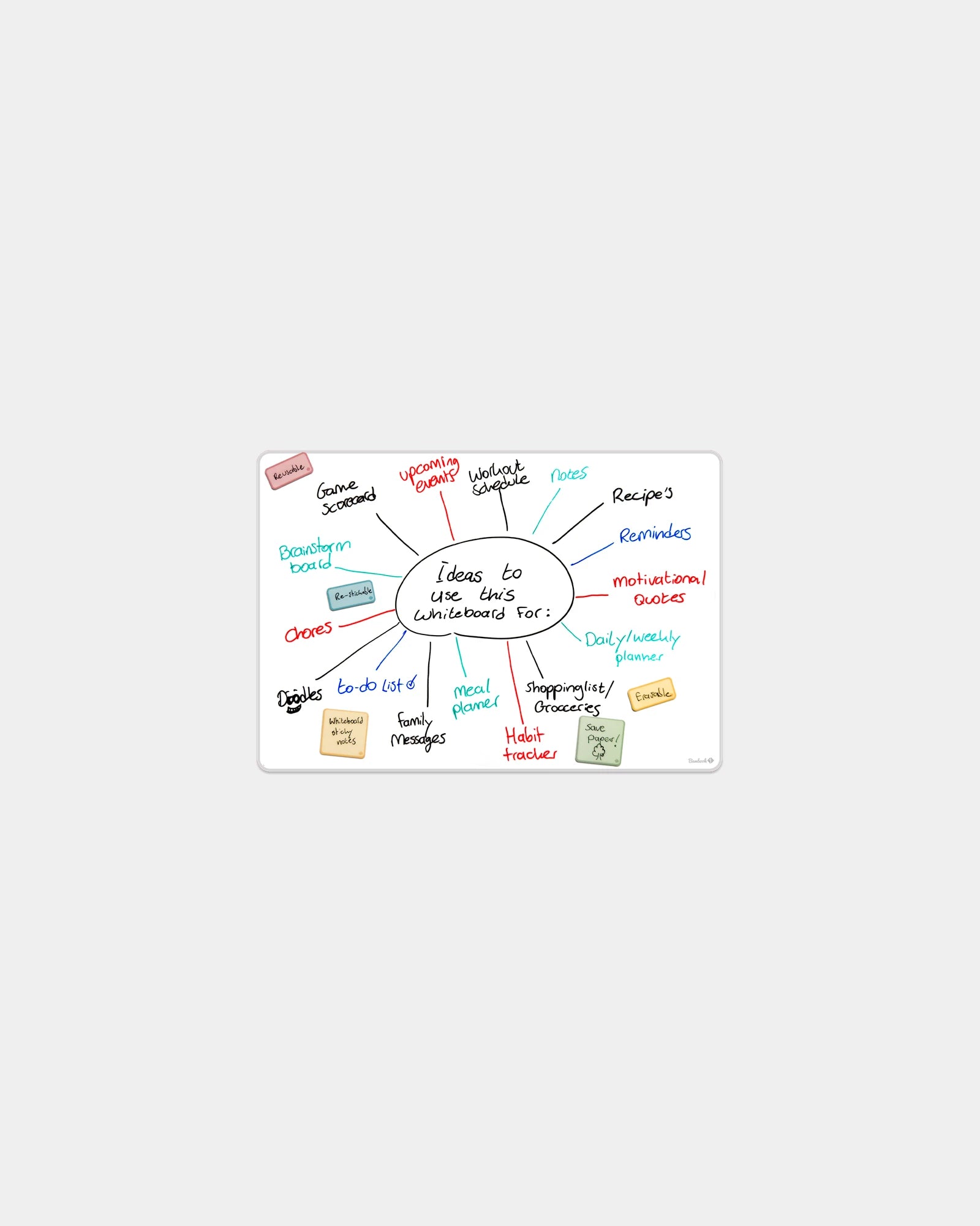 Custom eco-friendly adhesive whiteboard Bambook - White