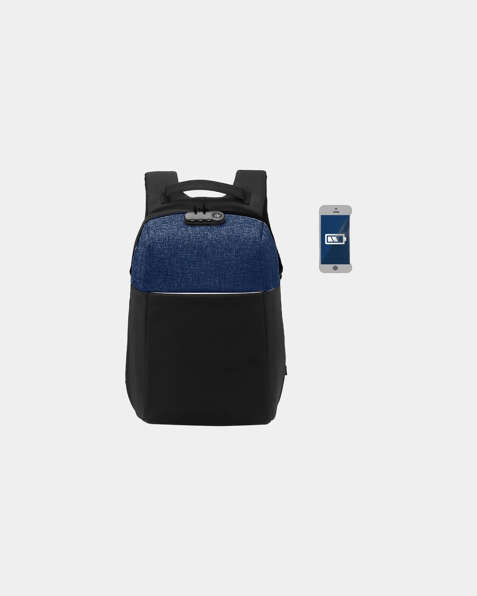 Custom recycled Blaupunkt backpack GRS - Black-Navy