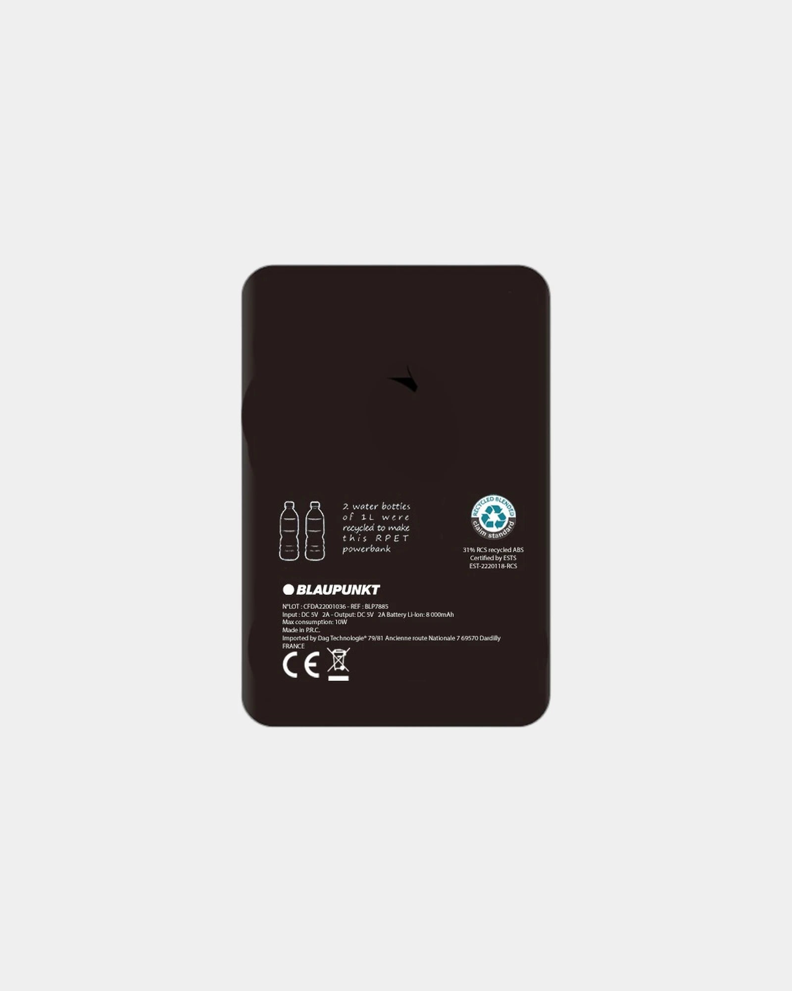 Custom RPET and hemp 8000mAh power bank Blaupunkt - 3