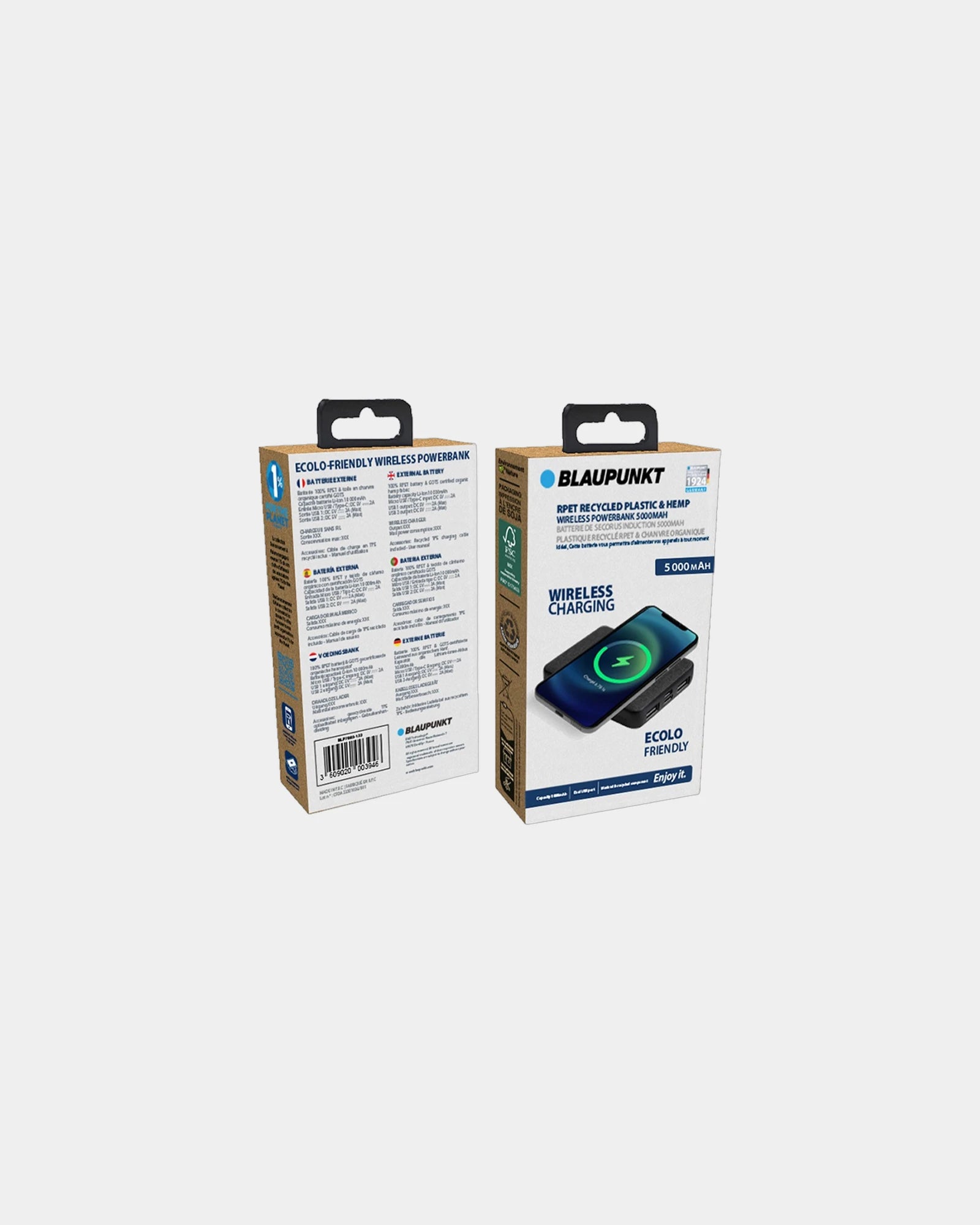 Custom RPET and hemp 8000mAh power bank Blaupunkt - 4