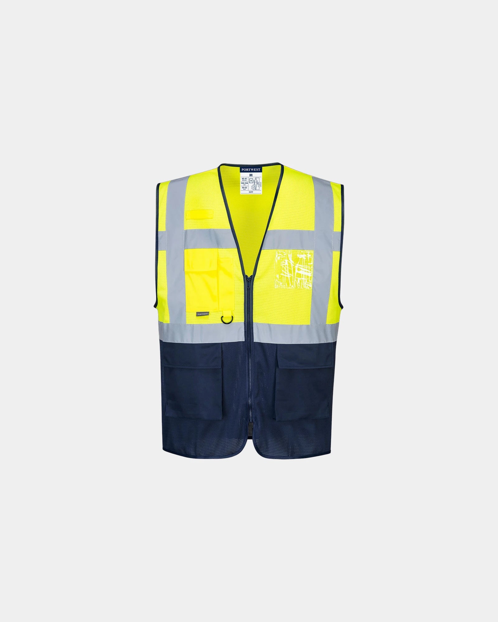 Custom breathable hi-vis vest for safety and comfort - Yellow-Navy