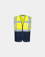 Custom breathable hi-vis vest for safety and comfort - Yellow-Navy