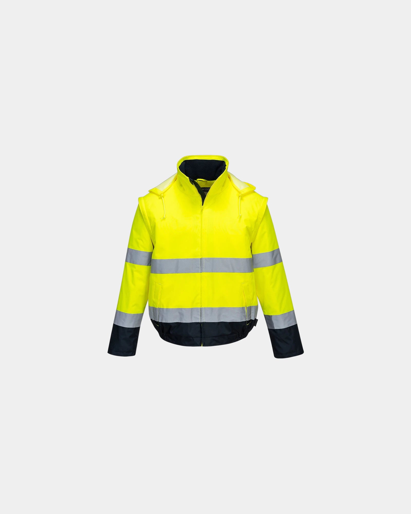 Promotional 2-in-1 HV jacket with detachable sleeves - Yellow-Navy