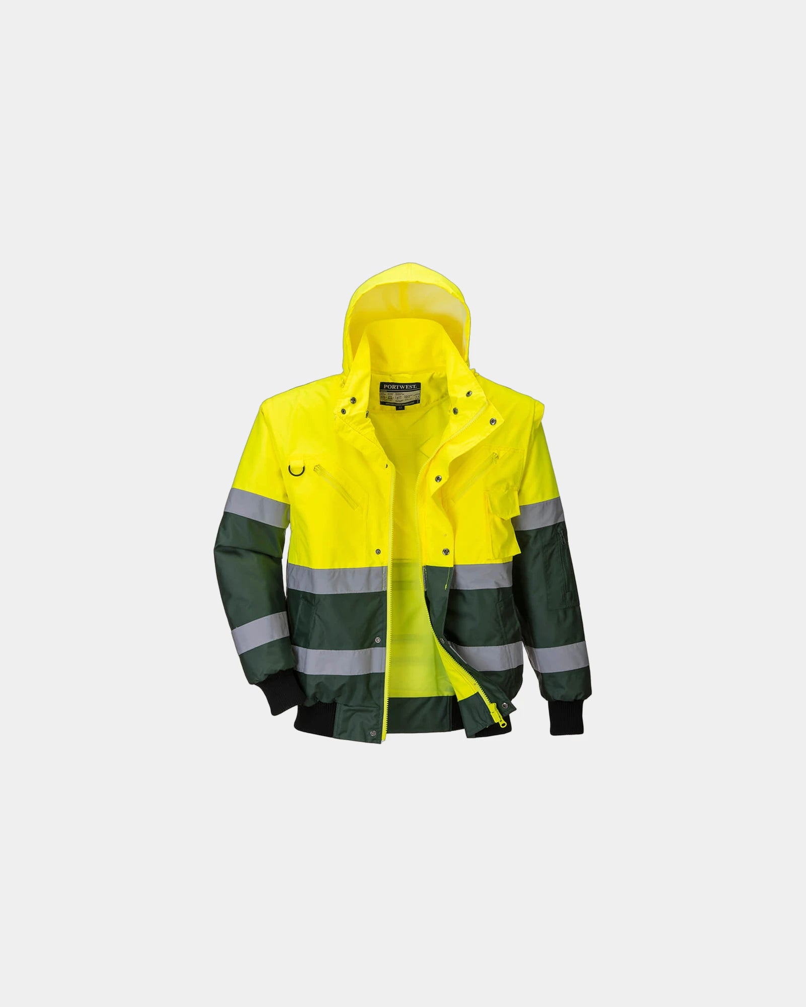 Custom Hi-Vis Bomber jacket for versatile weather protection - Yellow-Green
