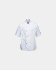 Personalized women's chef jacket with mesh ventilation - White