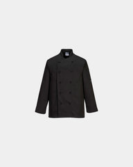 Custom unisex kitchen jacket Somerset - Black-Sky Blue