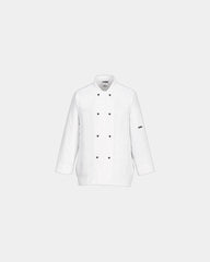 Custom women's chef jacket with mesh air panels - White