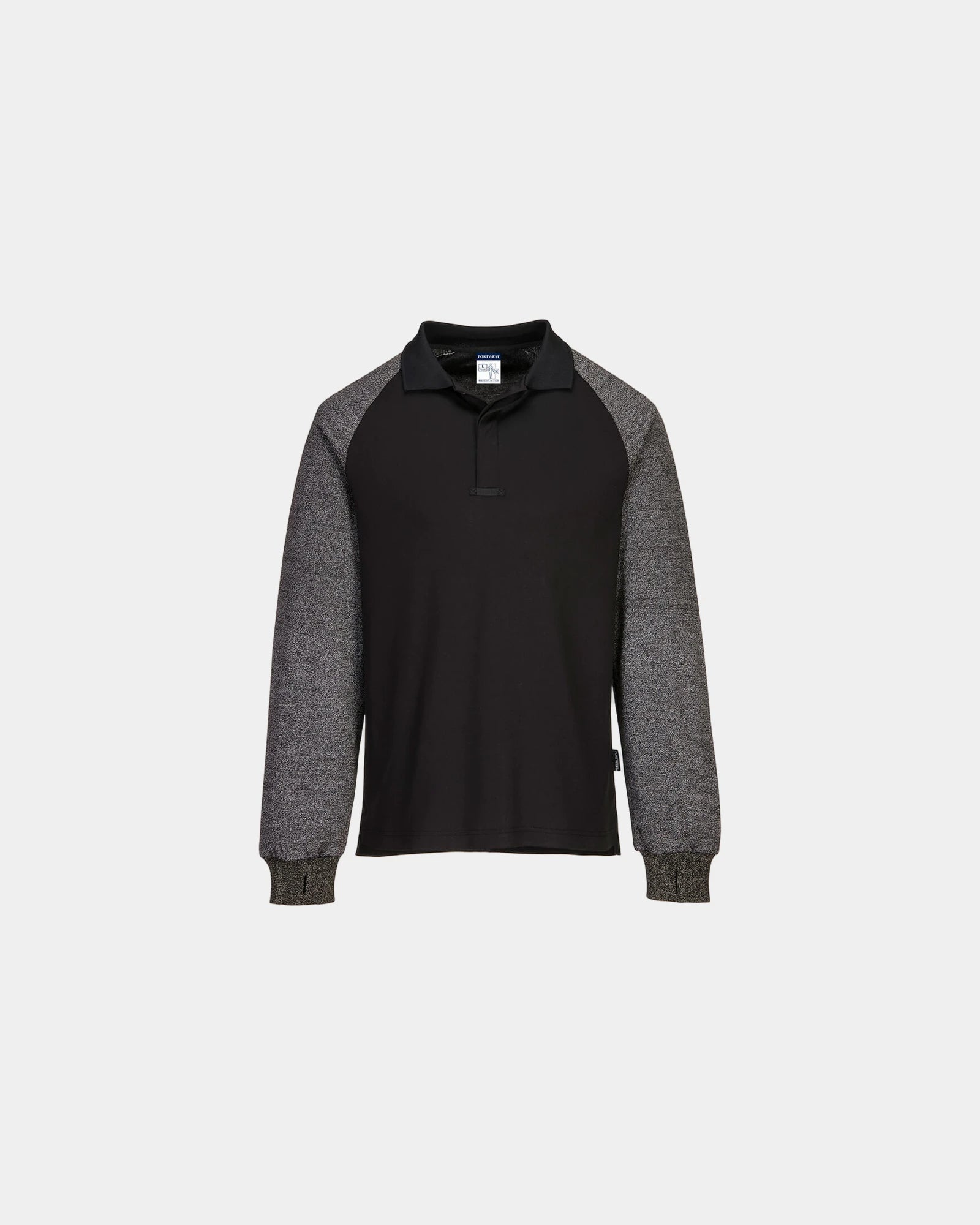 Custom cut-resistant long sleeve polo - Black-Sky Blue