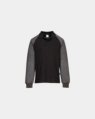 Custom cut-resistant long sleeve polo - Black-Sky Blue