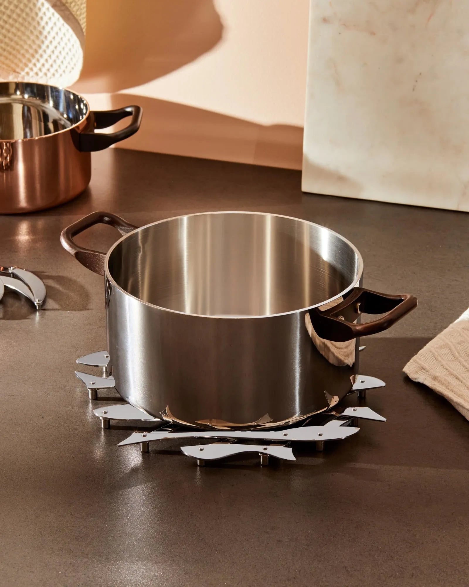 Custom stainless steel trivet Alessi Pescher