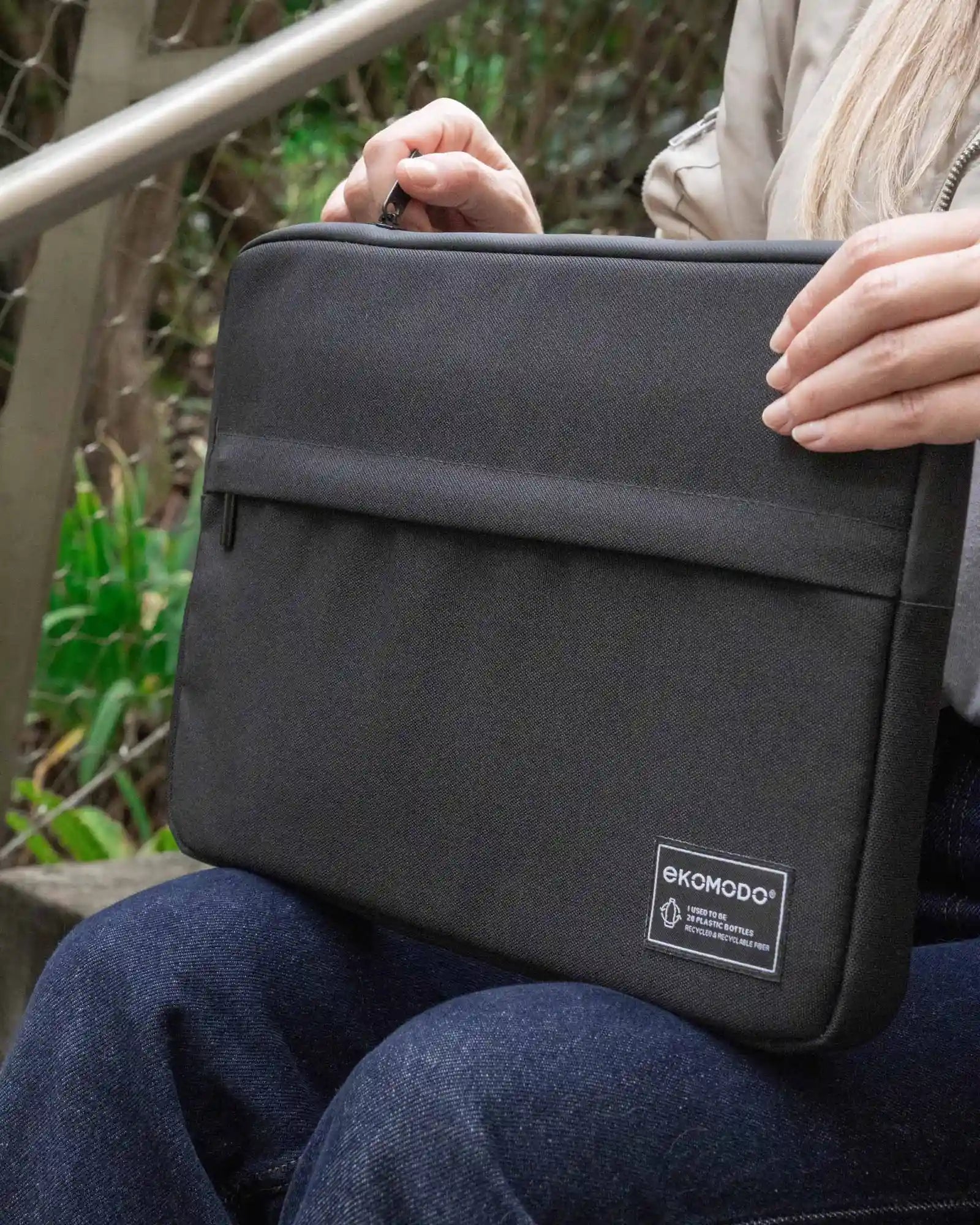 Custom recycled polyester laptop sleeve Ekomodo Lehor 13" - 4
