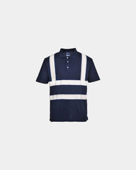 Custom breathable polo with hi-vis reflective band - Navy