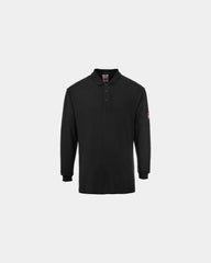Promotional flame-resistant long sleeve polo - Black-Sky Blue