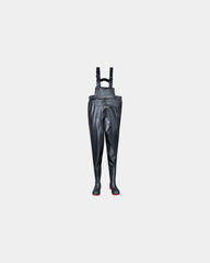 Promotional PVC-Nitrile waders with steel toe - Black-Sky Blue