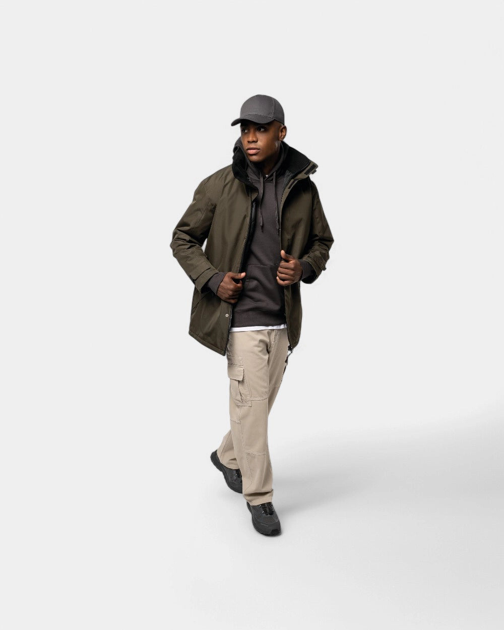 Customizable Hooded Parka for Men - 1