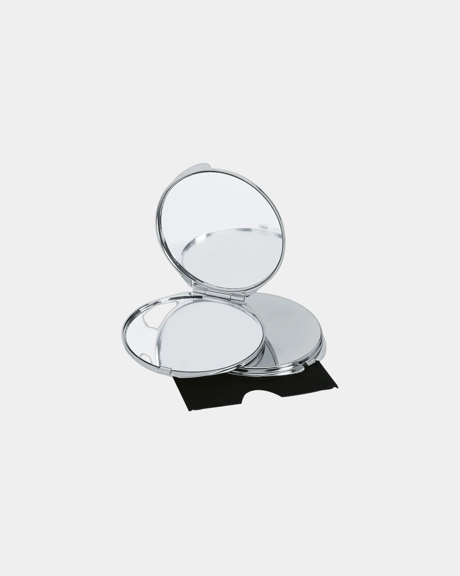 Custom chrome luxury magnifying mirror in velvet pouch - Shiny Silver
