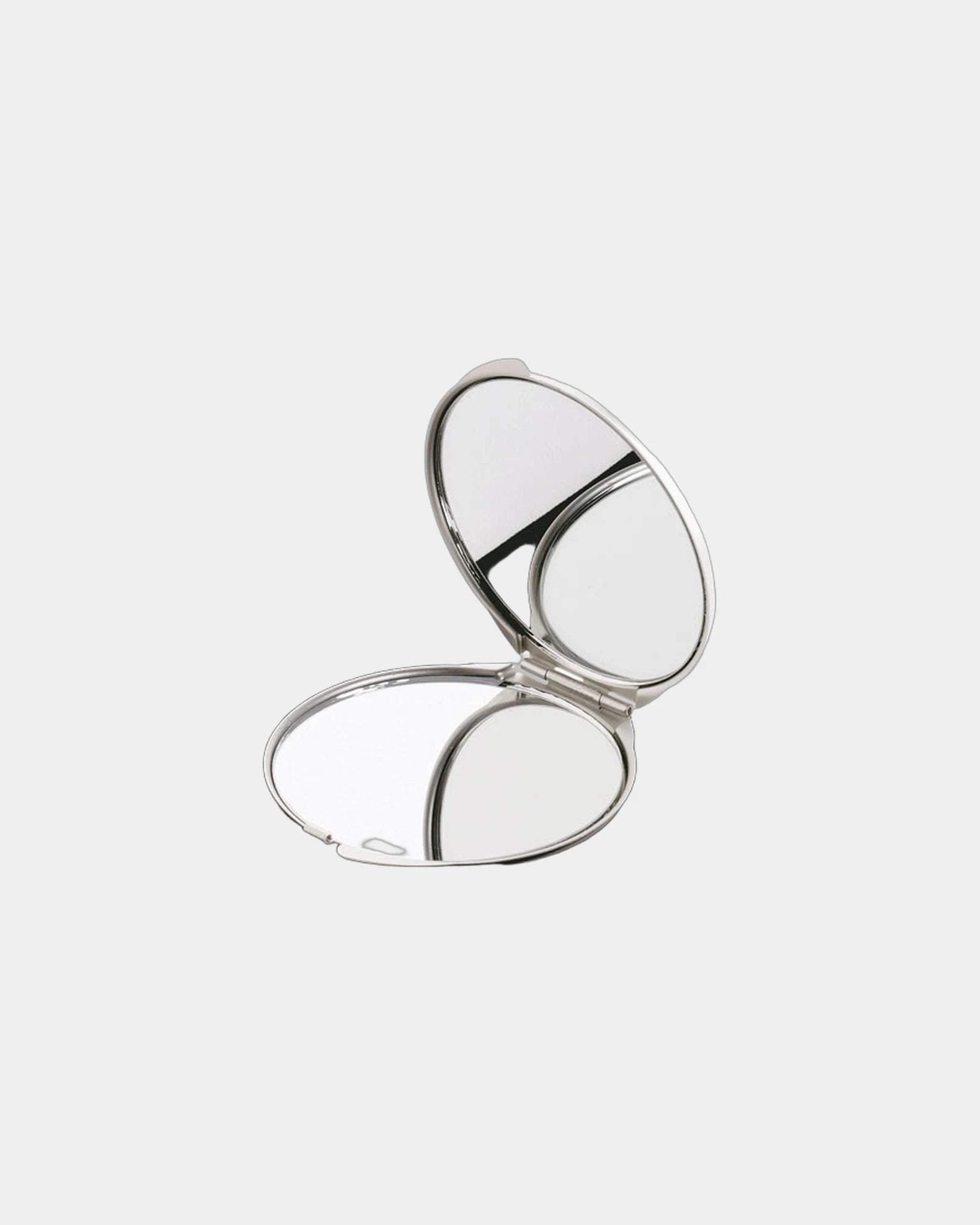 Custom aluminum double mirror with velvet pouch - Matte Silver