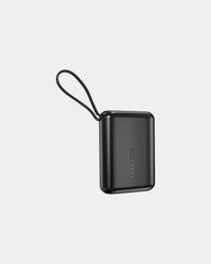 Custom 10,000 mAh power bank with integrated cables - Black