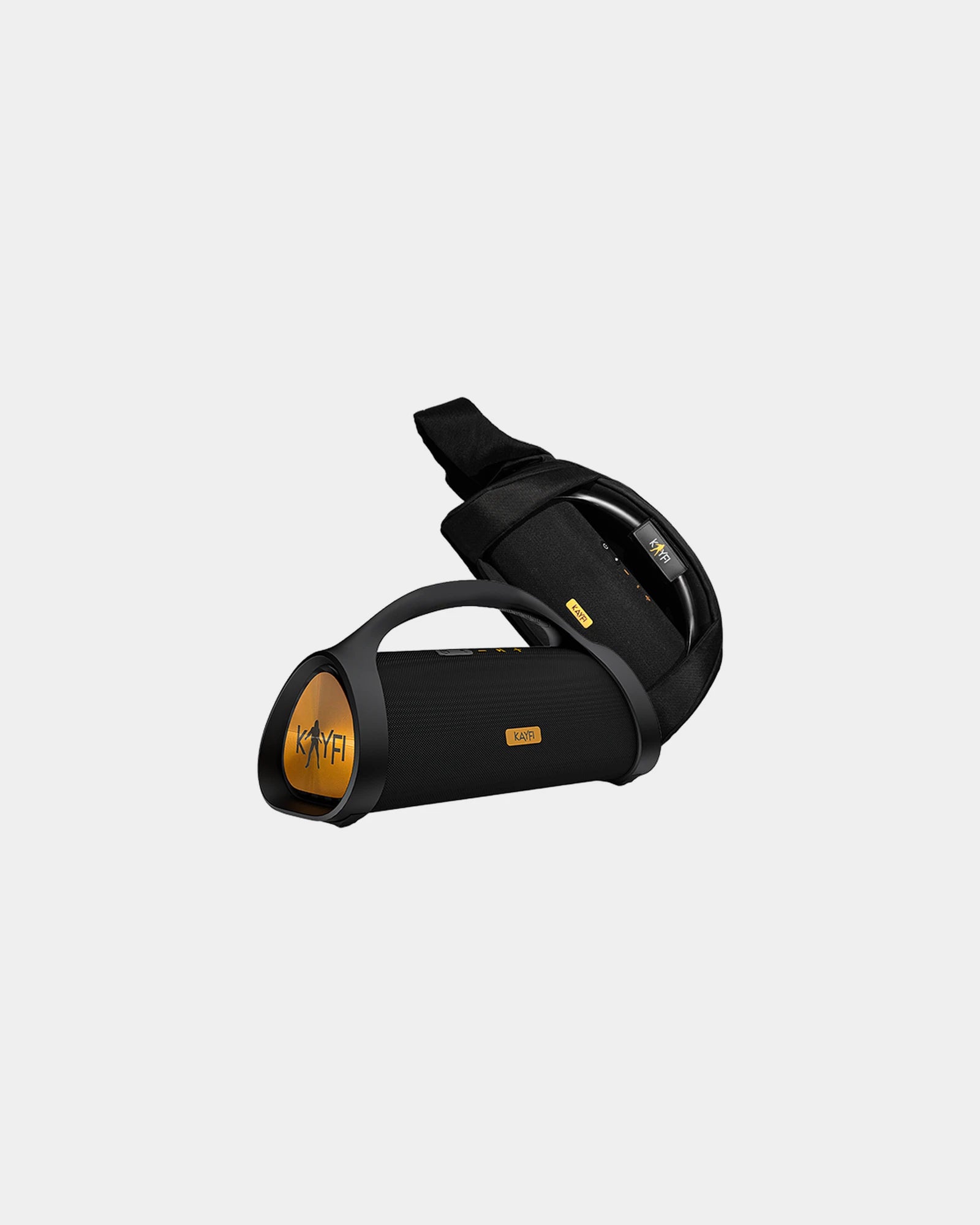 Promotional Kayfi portable boombox with carrying bag - Black-Orange