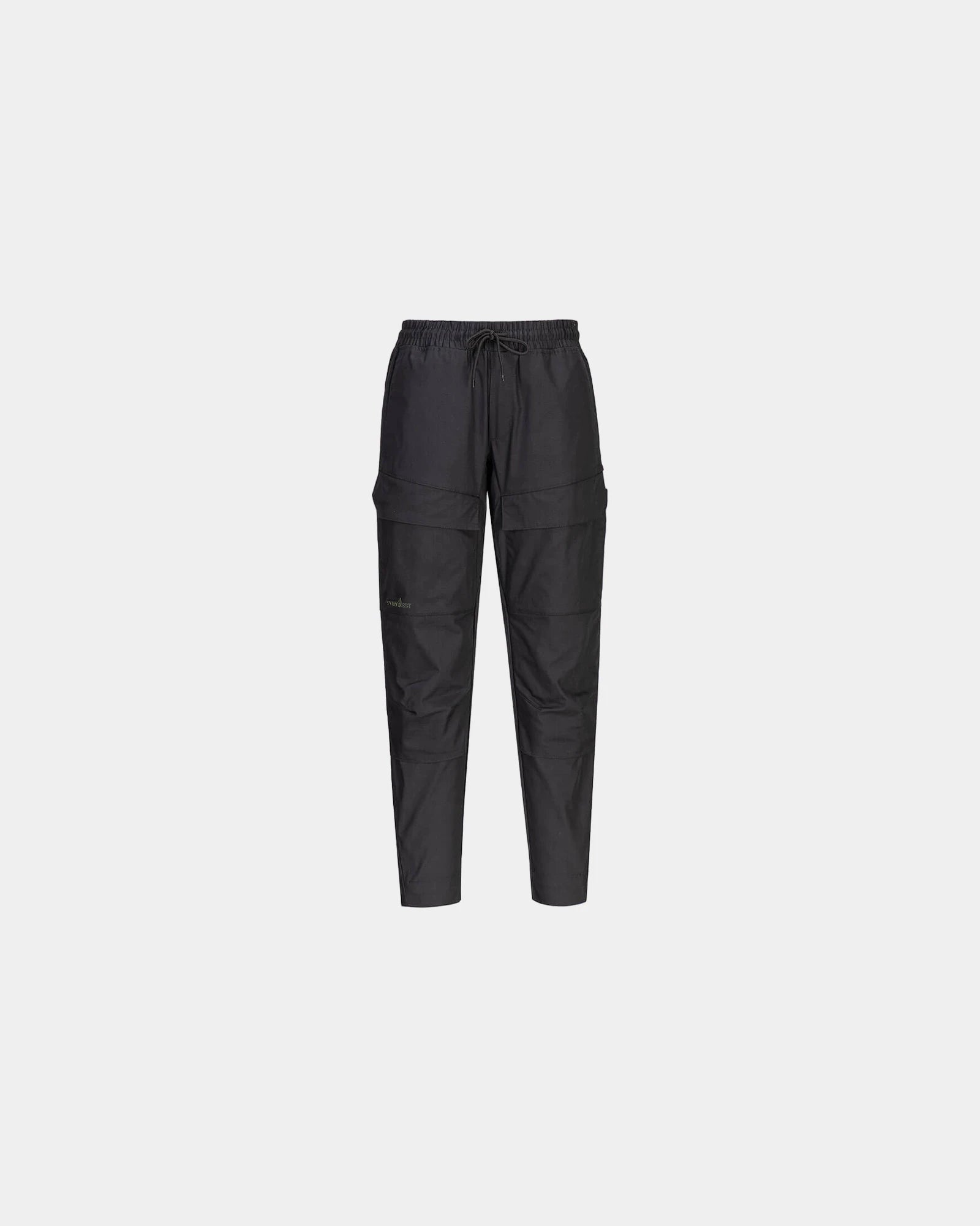 Promotional elastic waist combat pants with drawstring - Black-Sky Blue