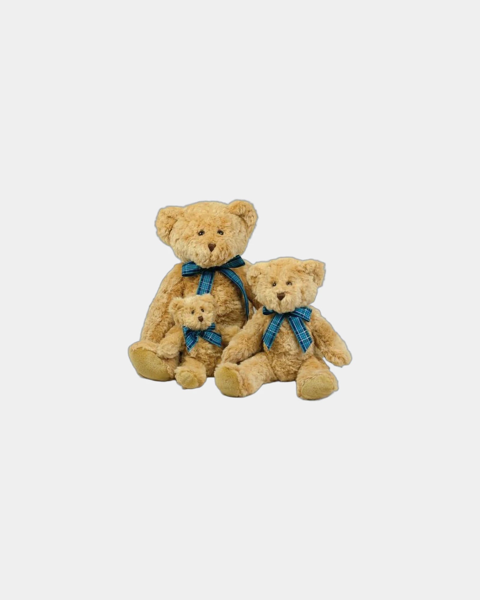 Custom light brown teddy bear with tartan ribbon - Light Brown