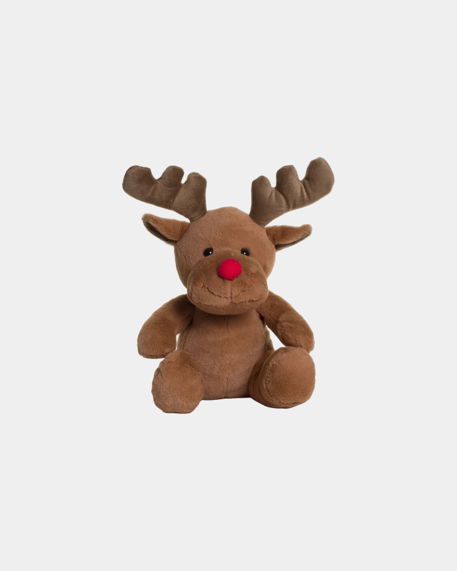 Custom plush reindeer soft toy with red nose - Brown