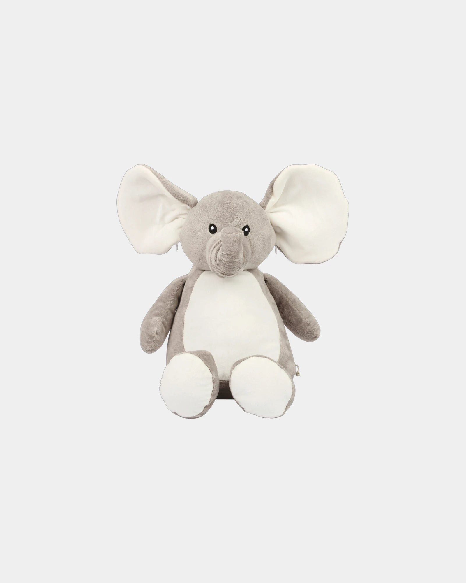 Custom zippered plush elephant with embroidery zone - Grey