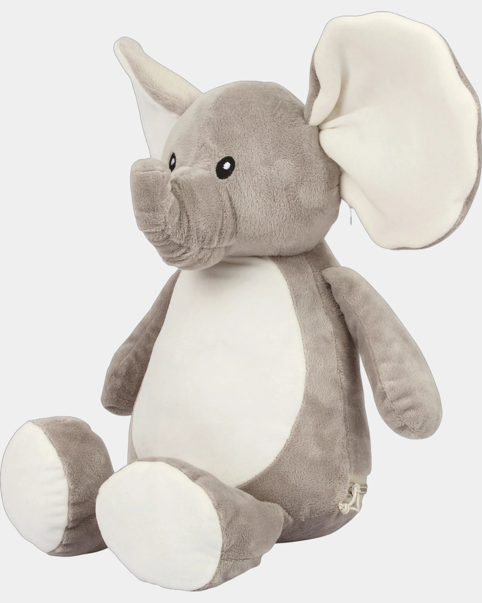Custom zippered plush elephant with embroidery zone - 1
