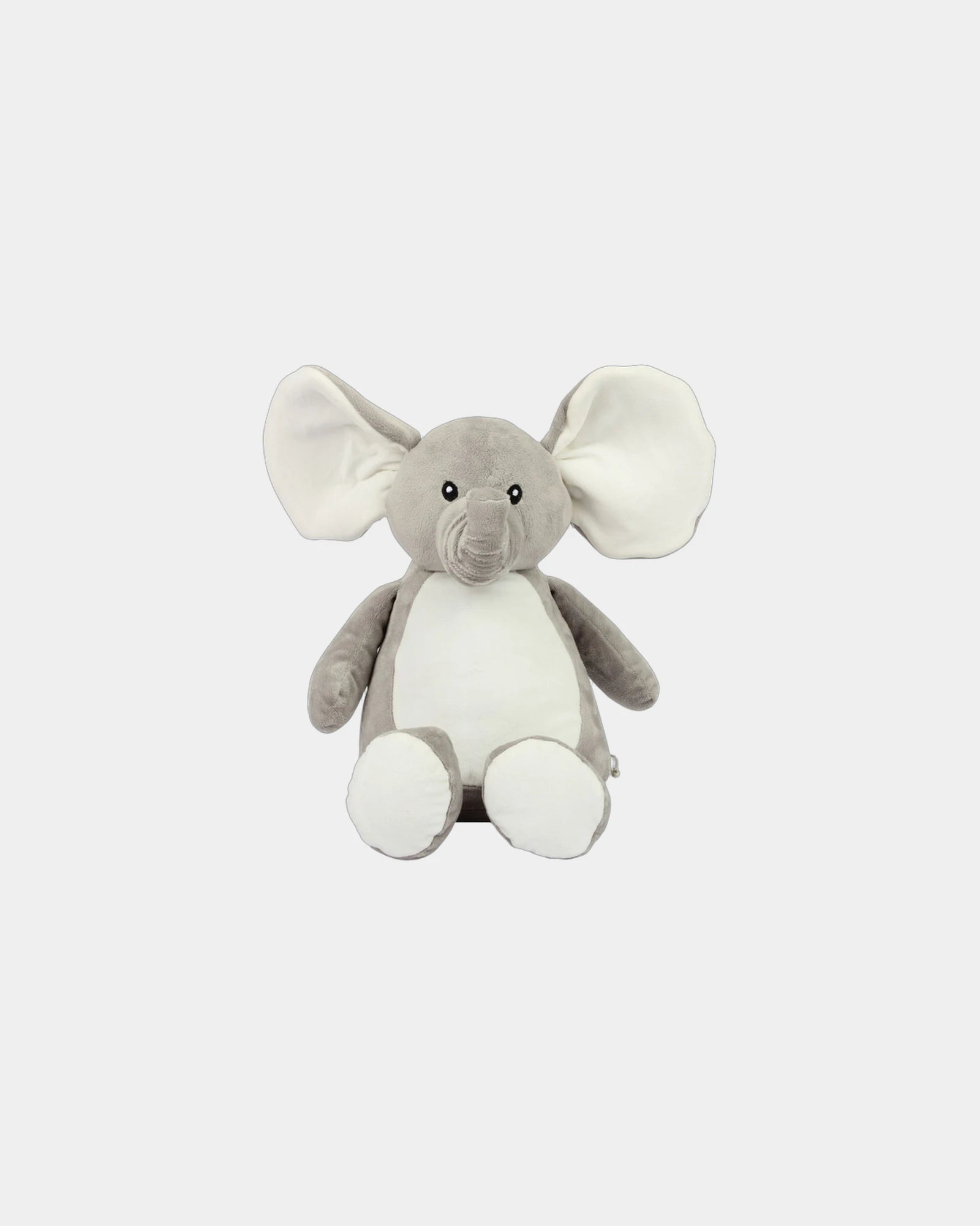 Custom zippered plush elephant with embroidery zone - Grey