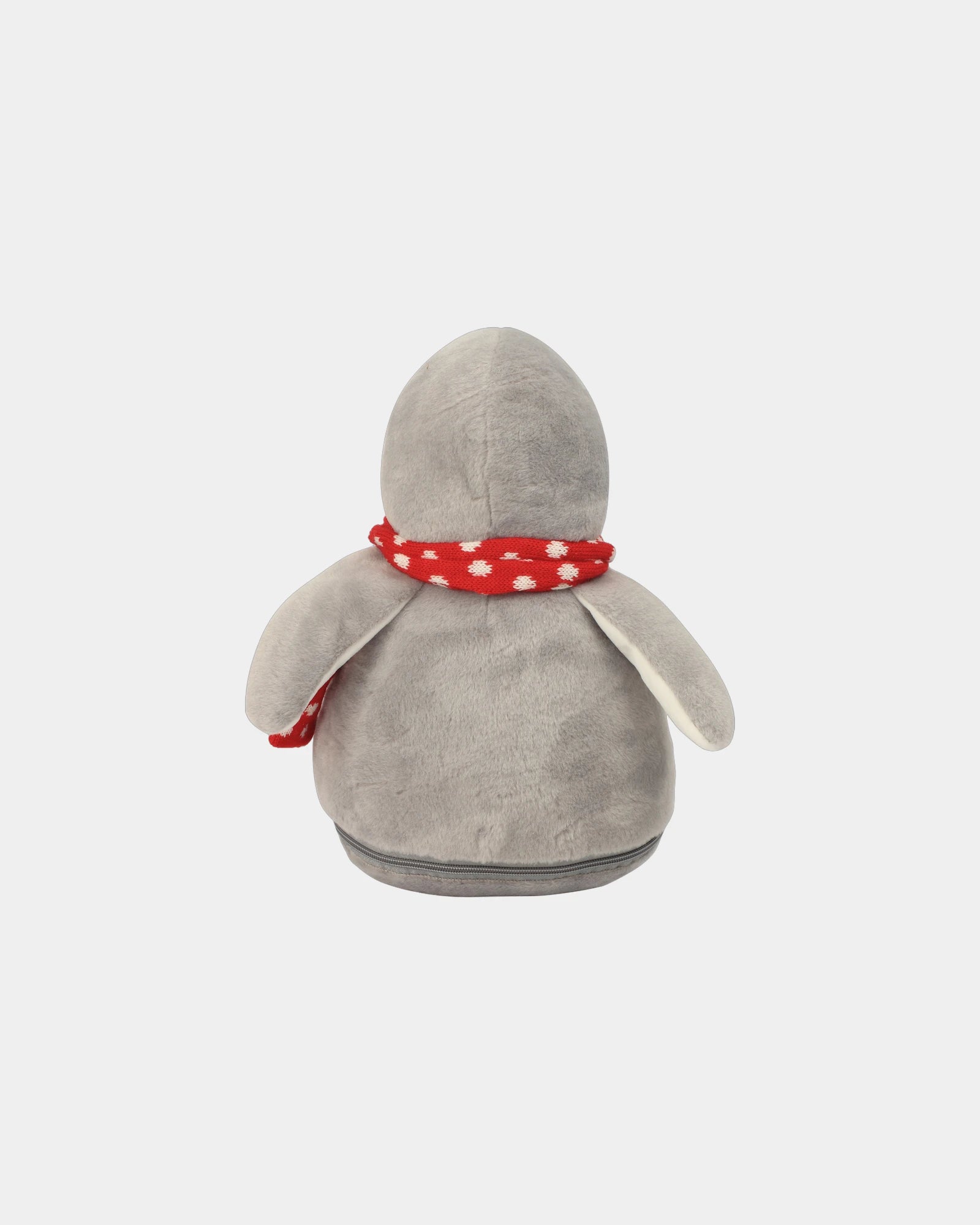 Custom zippered plush penguin with knitted scarf - 1